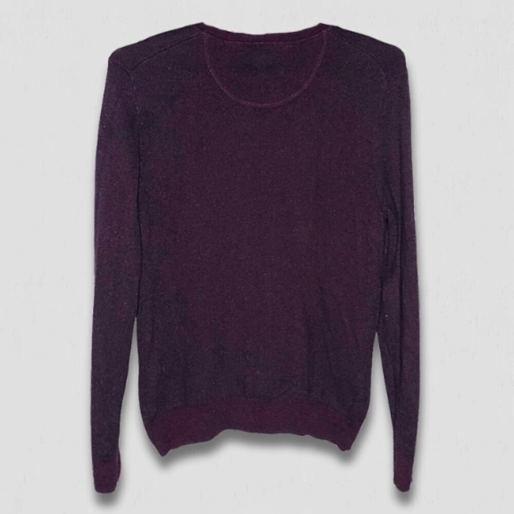 Cashmere Blend Sweater VNeck Burgundy slim fit preppy office career wear elegant - Picture 3 of 11